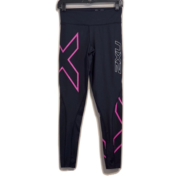 2XU Compression Ankle Running Tights Black and Pink Medium - Picture 2 of 7